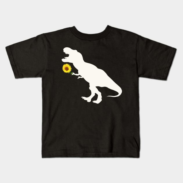 Sunflower and T rex dinosaur Kids T-Shirt by Collagedream